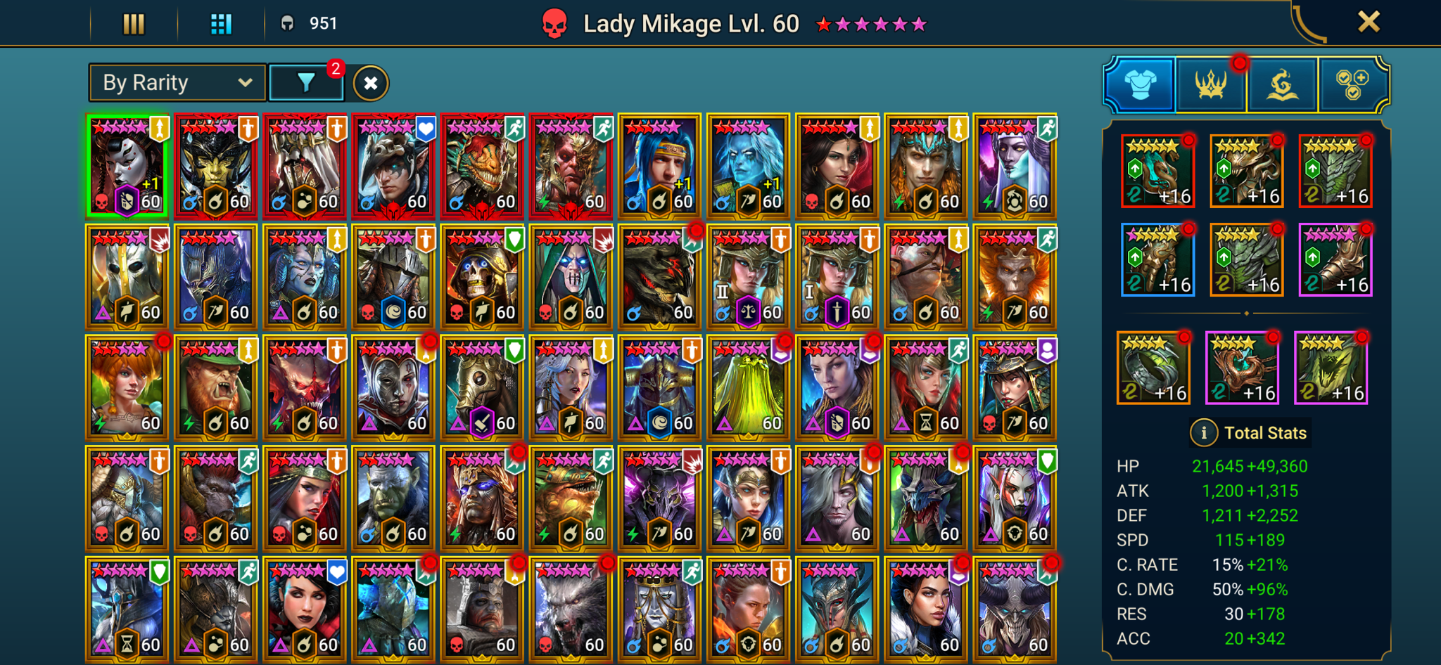 [7 Mythical Champions][14.64M] Lady Mikage+1,Nais,Siegfrund,Lazarius,Aphidus,Karnage + 146 LEGENDARY (Marius,Queen of Hearts,Yumeko,Lamasu,Venus,Tormin,Harima,Elva,Trunda x2,Glaicad,Kymar,Nekmo,Maud,Razelvarg,Ukko,Helicath,Razelvarg…) + RTA AVATAR