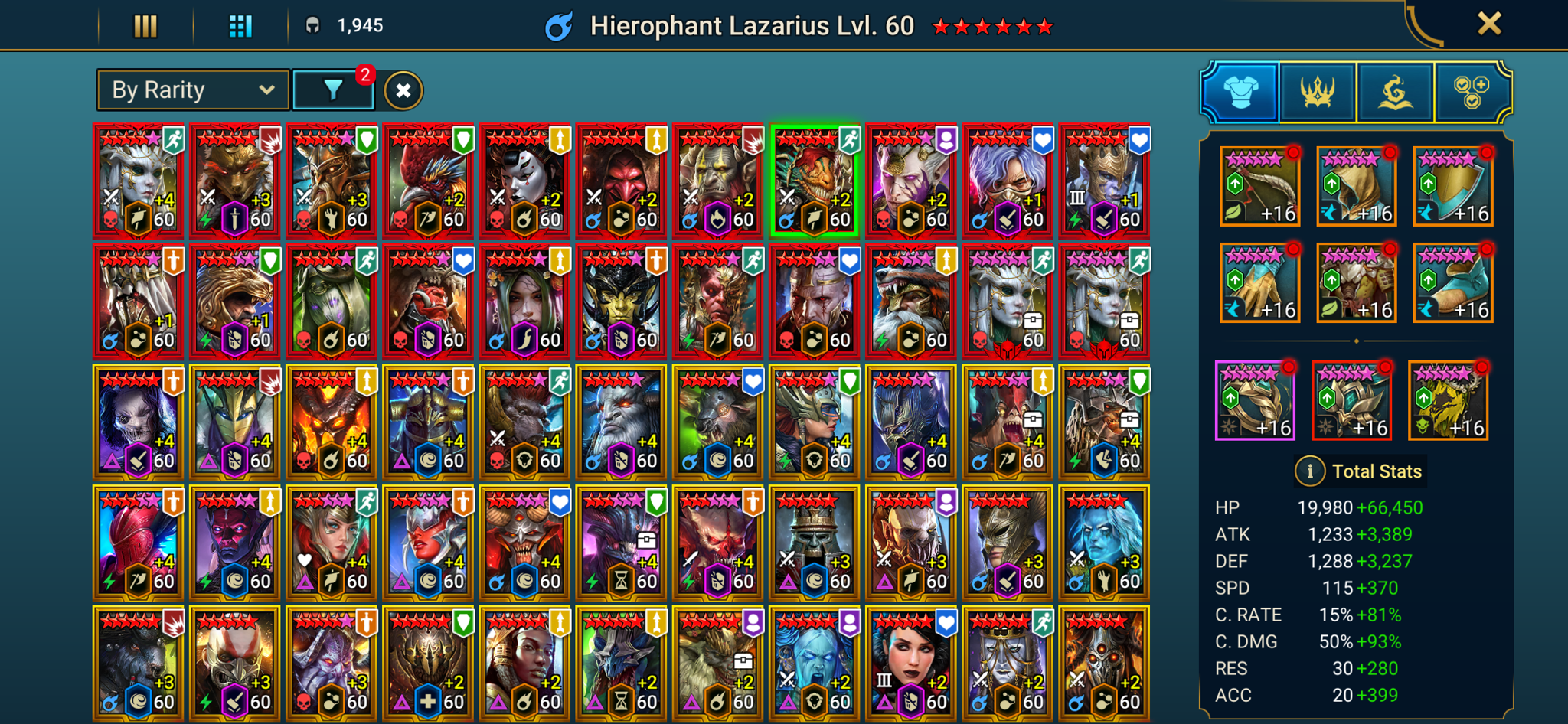 [48 Mythical Champions][56.65M] Lady Mikage+2(6*),Arbais+4(5*) 415,Lazarius+2(6*) 485,Galathir+2(5*),Komidus+2(6*),Toshiro+1(6*),Siegfrund+1(5*),Mezomel+3(6*),Alaz+3(5*),Galleus+2(6*),Gizmak+2(6*),Gharol+1(6*),Theodosia,Nell and more others + 706 LEGENDARY (Marius+1(6*),Taras(6*)/x2+Marichka(6*),Titus(6*)+Wixwell+1(6*)+Senna(6*),Siphi+2(6*)+Rotos+3(6*),Narses(6*)+Ankora+2(6*),Acrizia x4+Gnut+2/x4,Georgid+3(6*),Warlord+3(6*),Yumeko(6*)/x3,Gaspard,Pheidi,Klaazag,Leonardo,Odin,Shu-Zhen(6*),Sulfuryion(6*),Graazur+2(6*),Armanz+1(6*),Harima+2(5*),Trunda+2(6*)/x2,Vulkanos(6*),Maud(6*),Acelin(6*),Ragash(6*),Othorion+3(6*),Teox,Fabian,Fyna x2,Ukko+4,Kymar+2/x2,Predator,Firrol x3…) + 1k UNM + 1k NM HYDRA + 1k UNM Chimera + 25 SD/25 SHOGUN AUTO + 2 PLAT/RTA AVATARS + Mythic relic x5 + SHARDS(1099a+16v+8s)