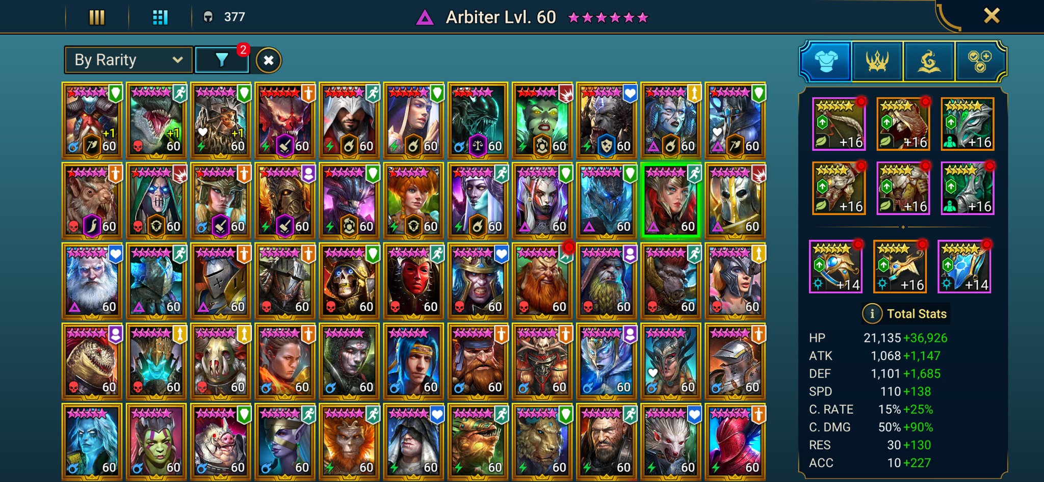 [8.1M] 88 LEGENDARY (Arb,MaShalled(6*),Victor,Trunda,Duchess,BEK,Rotos,Ukko,Maulie,Tormin,Martyr,Helicath,Hegemon,Baron,Ninja,…)